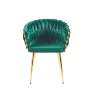 Krzesło na złotych nogach tapicerowane zielone K7-FX front
