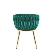 Krzesło na złotych nogach tapicerowane zielone K7-FX tył