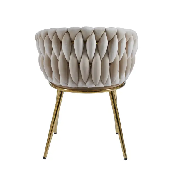 Krzesło na złotych nogach tapicerowane beżowe K7-FX tył