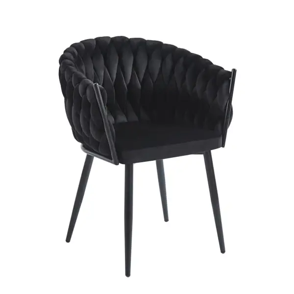 Krzesło na czarnych nogach tapicerowane czarne K7-FX