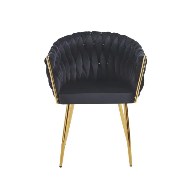 Krzesło na złotych nogach tapicerowane czarne K7-FX front