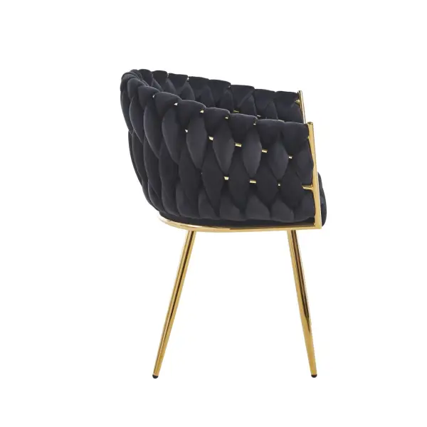 Krzesło na złotych nogach tapicerowane czarne K7-FX bok