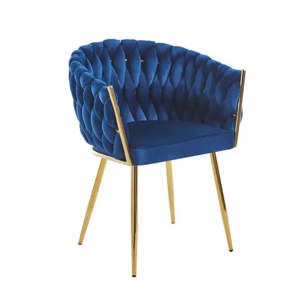 Krzesło na złotych nogach tapicerowane niebieskie K7-FX