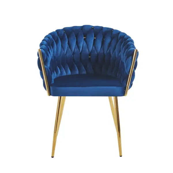 Krzesło na złotych nogach tapicerowane niebieskie K7-FX tył