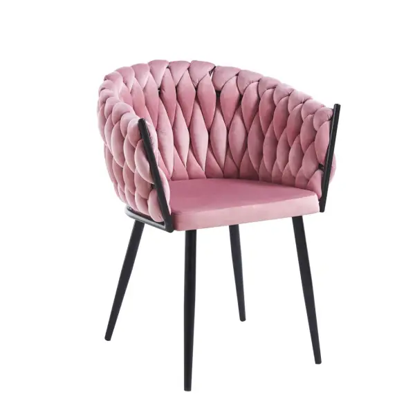 Krzesło na czarnych nogach tapicerowane różowe K7-FX