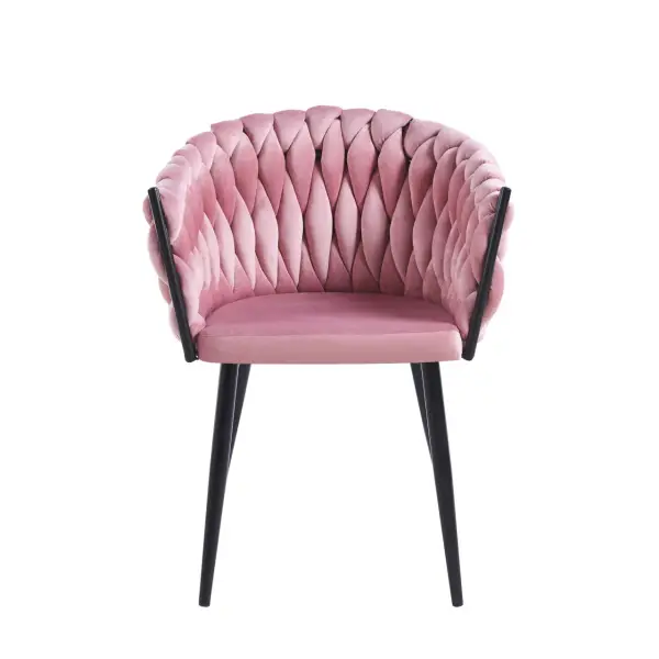Krzesło na czarnych nogach tapicerowane różowe K7-FX front