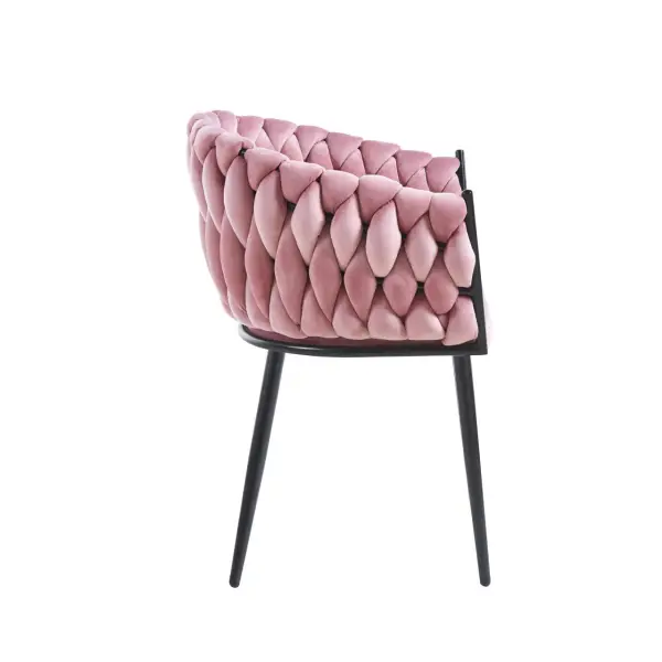 Krzesło na czarnych nogach tapicerowane różowe K7-FX bok