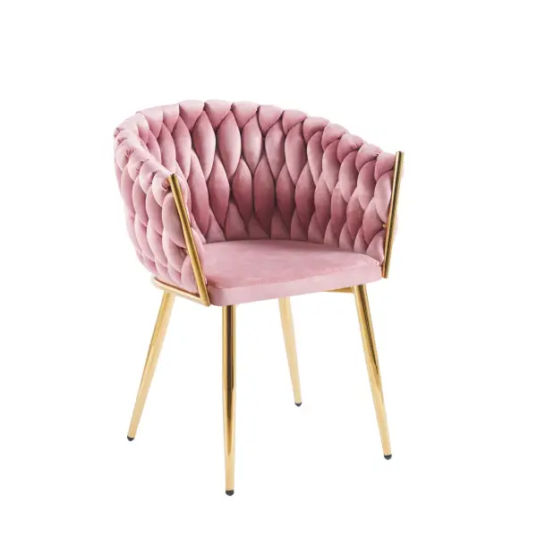 Krzesło na złotych nogach tapicerowane różowe K7-FX
