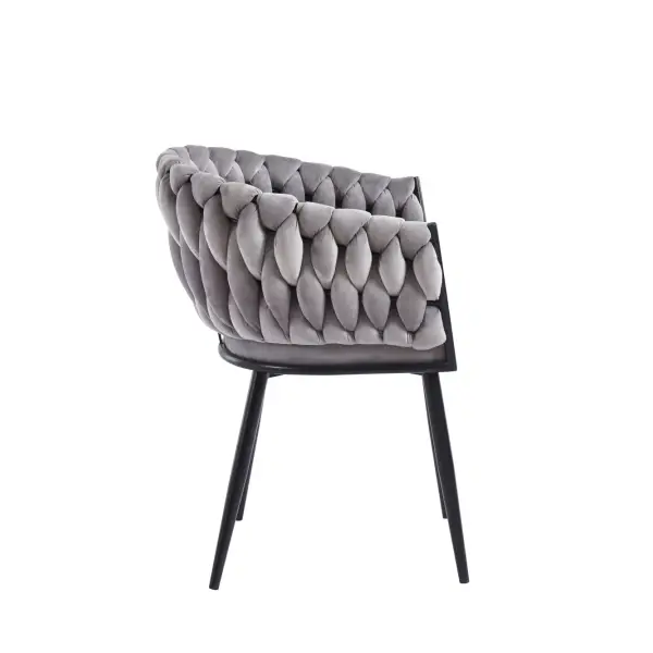 Krzesło na czarnych nogach tapicerowane szare K7-FX bok