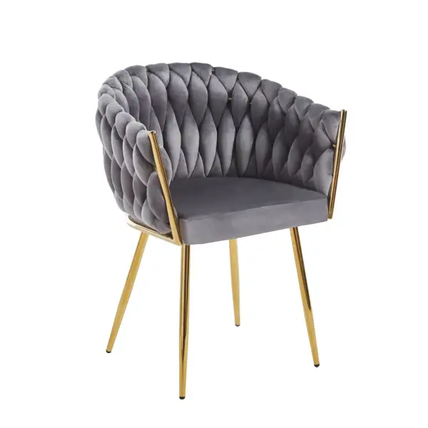 Krzesło na złotych nogach tapicerowane szare K7-FX