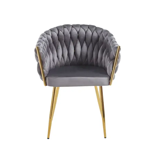 Krzesło na złotych nogach tapicerowane szare K7-FX front