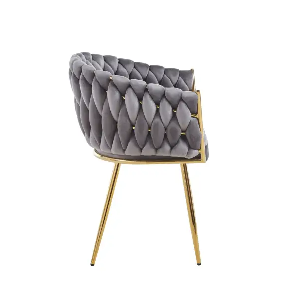Krzesło na złotych nogach tapicerowane szare K7-FX bok