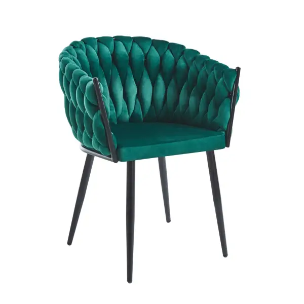 Krzesło na czarnych nogach tapicerowane zielone K7-FX