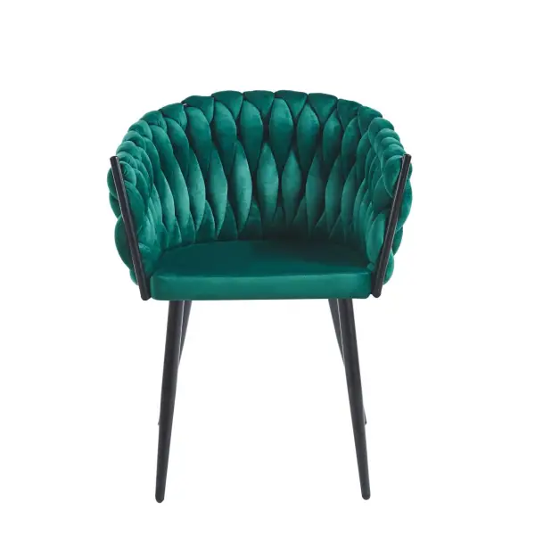 Krzesło na czarnych nogach tapicerowane zielone K7-FX front