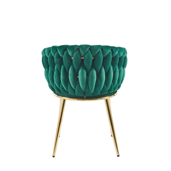 Krzesło na złotych nogach tapicerowane zielone K7-FX tył
