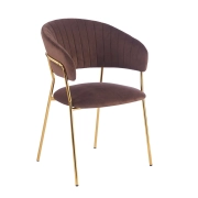 KRZESŁO TAPICEROWANE VELVET MOKKA BRĄZ NA ZŁOTYCH NOGACH K4-FX (G) GLAMOUR
