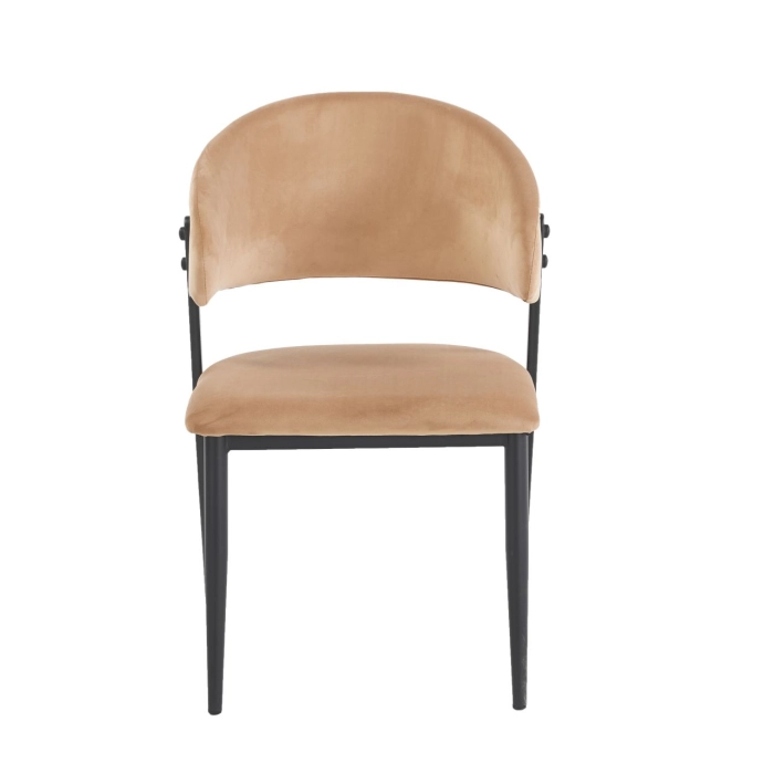 KRZSŁO TAPICEROWANE K48-FX CAPPUCCINO VELVET Riviera 48 CZARNE NOGI FRONT