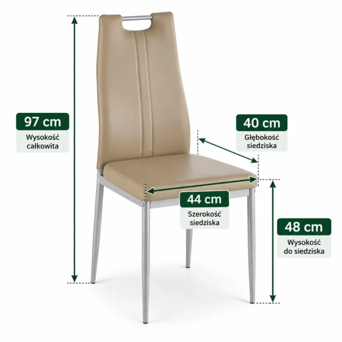 wymiary krzesła F261 cappuccino