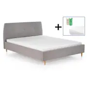 Łóżko tapicerowane 160X200 DORIS popiel + materac kieszeniowy