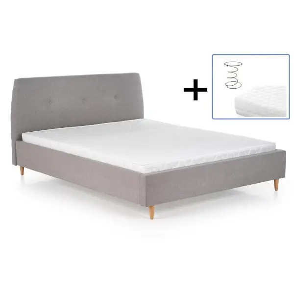 Łóżko tapicerowane 160X200 DORIS popiel + materac sprężynowy