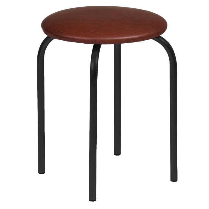 Taboret (ciemny brąz) - czarny stelaż