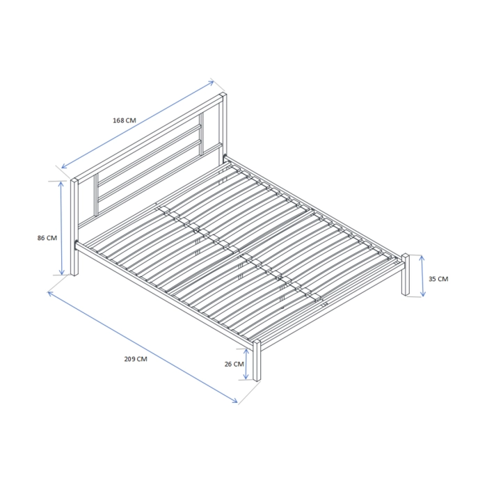ŁÓŻKO METALOWE LM2-FX CZARNE 160x200 KLASYCZNE