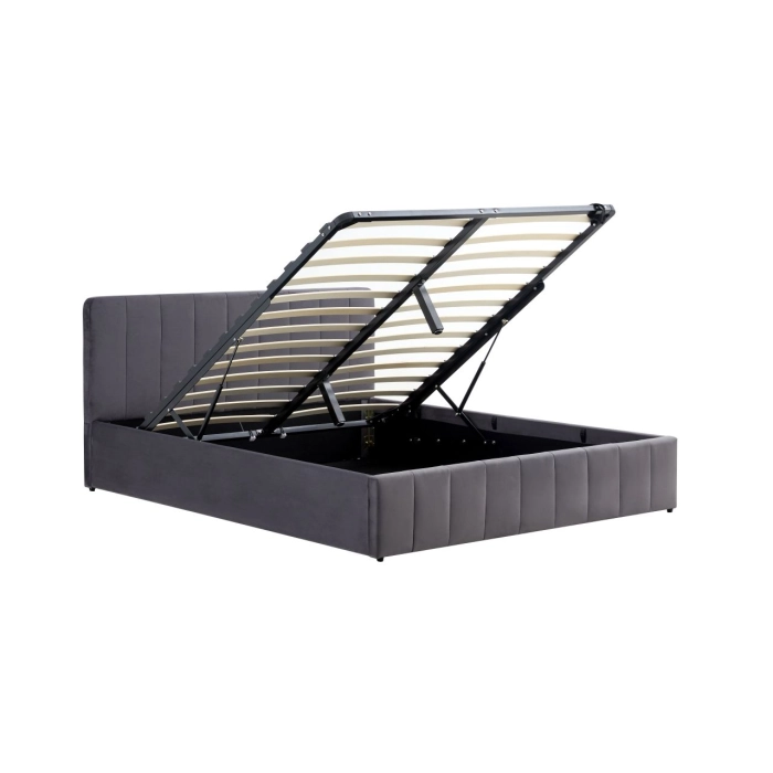 ŁÓŻKO TAPICEROWANE LT1-FX 160x200 SZARY VELVET Z POJEMNIKIEM NA POŚCIEL